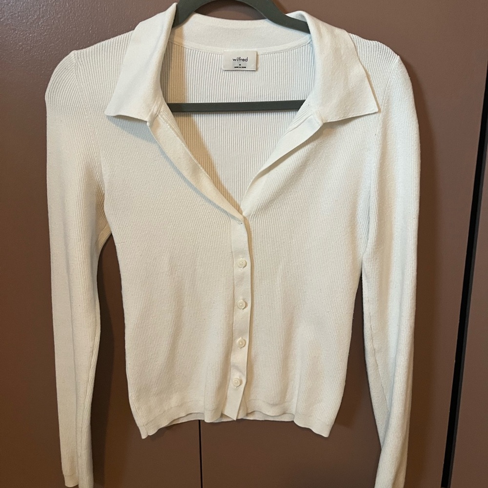Wilfred Cream Ribbed Cardigan